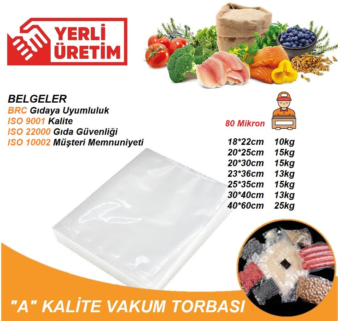 Vakum Poşetleri 80 Mikron Gıda Poşeti